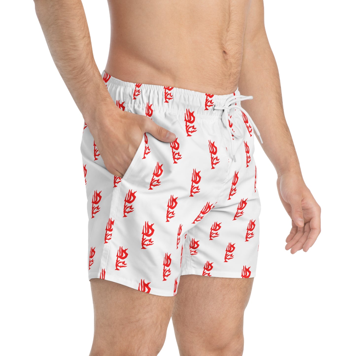 df flame logo designer swim trunks