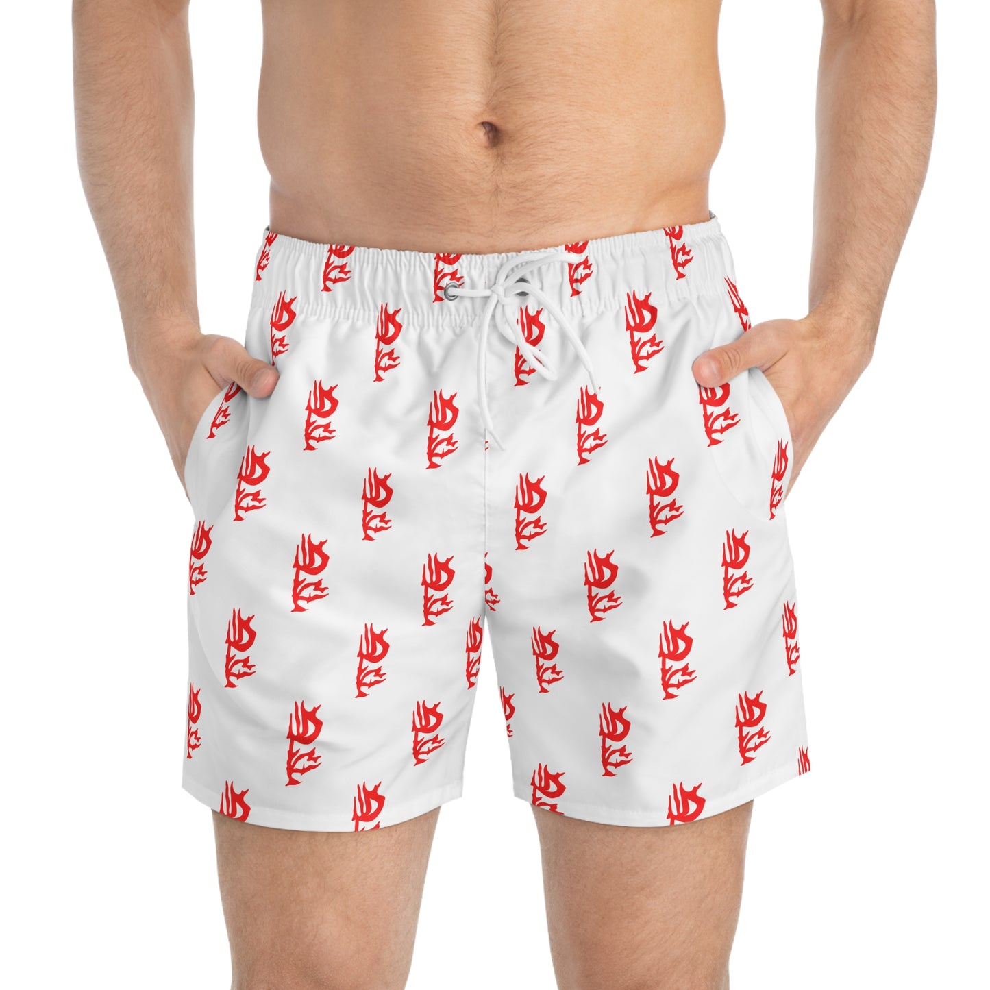 df flame logo designer swim trunks